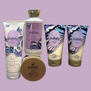 Bath and Body Works Butterfly Body Scrub x2, Body Wash x2 + Whipped Body Butter